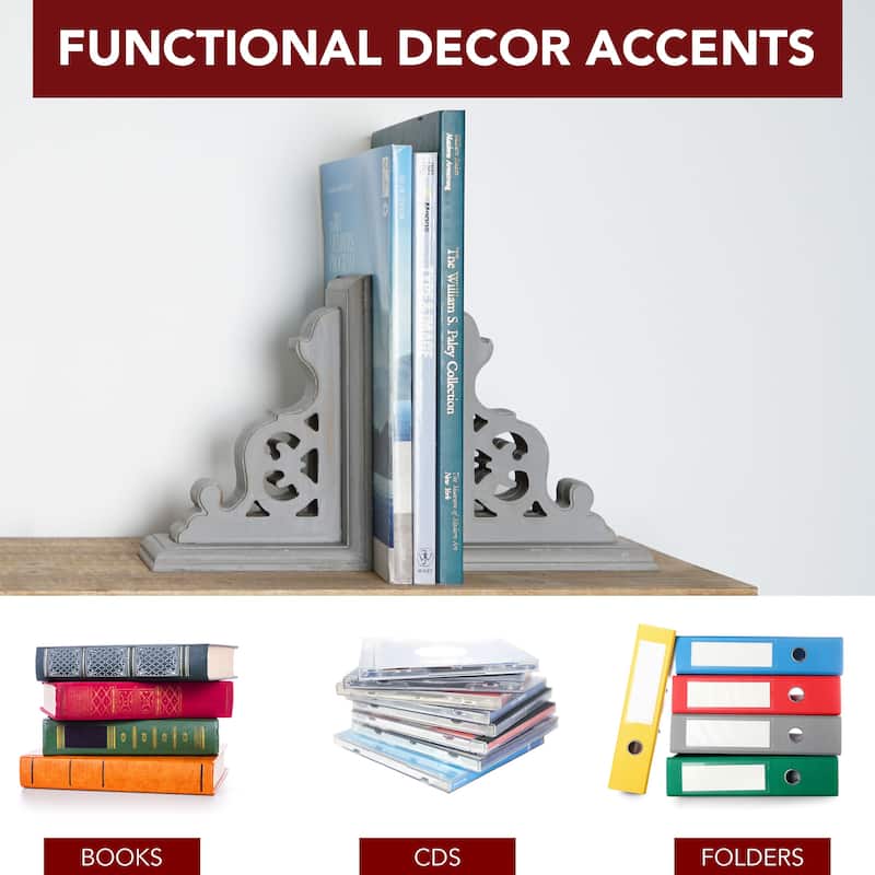 American Art Decor Heavy Duty Wood Bookends for Books/CDs/Vinyls