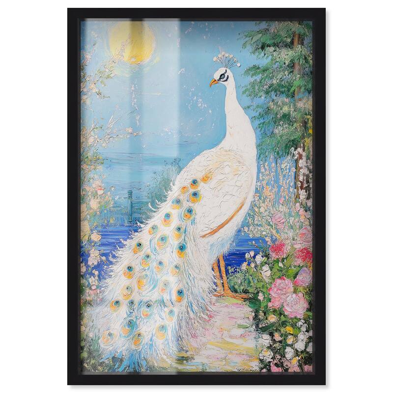 Peacock in Paradise Shadowbox by Art Remedy - Black - 20" x 30"