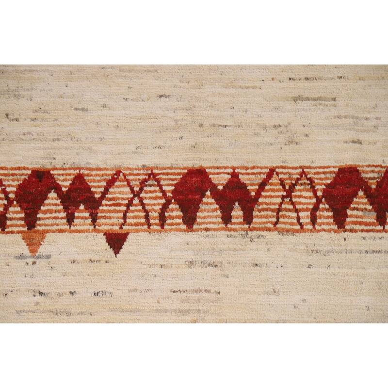 Hand Knotted Oriental 100% Wool Carpet Modern Tribal Beige & Ivories Moroccan Area Rug - 7' 10'' X 5' 8''