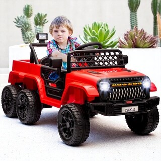 12V Kids Ride-On Car with Remote Control, Ride on Truck with Back Trailer, Spring Suspension, & Seatbelt - Electric Vehicle