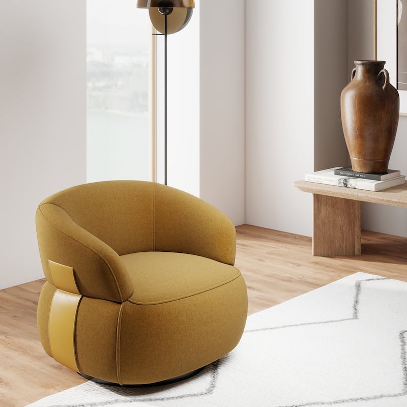 Kieon 33"W 360 Swivel Barrel Chair Modern Accent Chair Set of 2