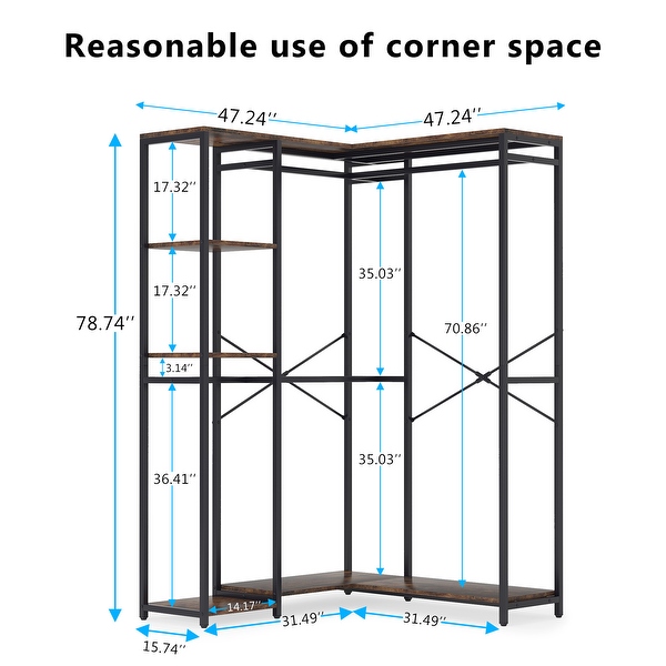 ワードローブ Freestanding L-Shape Closet Organizer,47.24