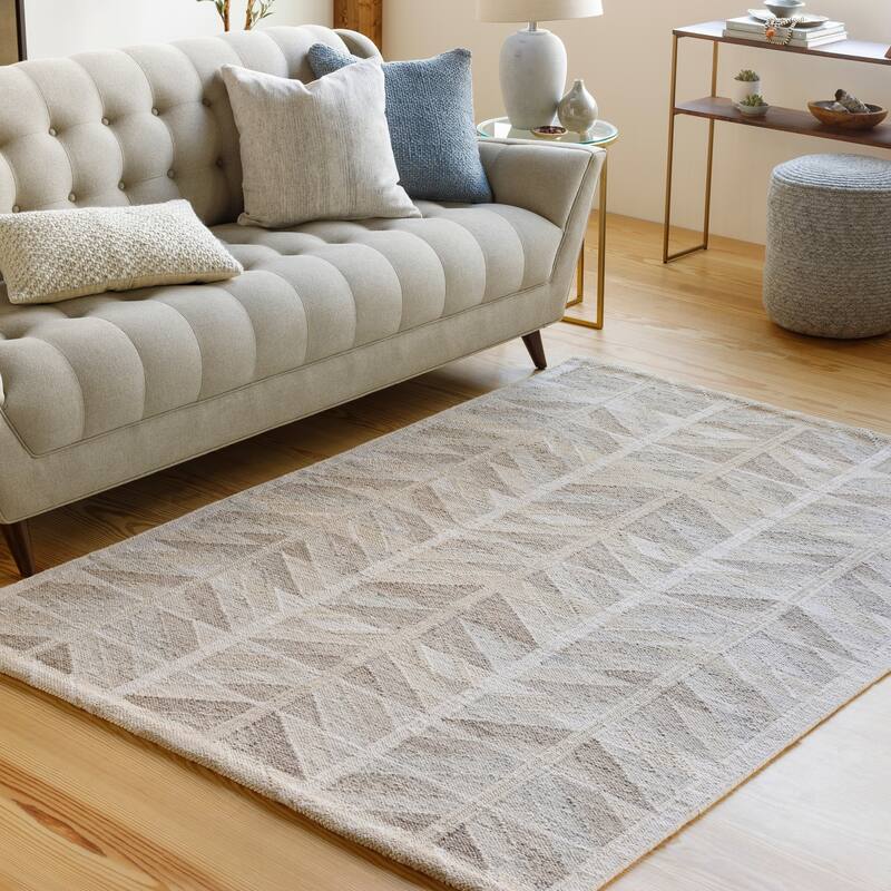 Sherah Handmade Modern Chevron Viscose Blend Area Rug