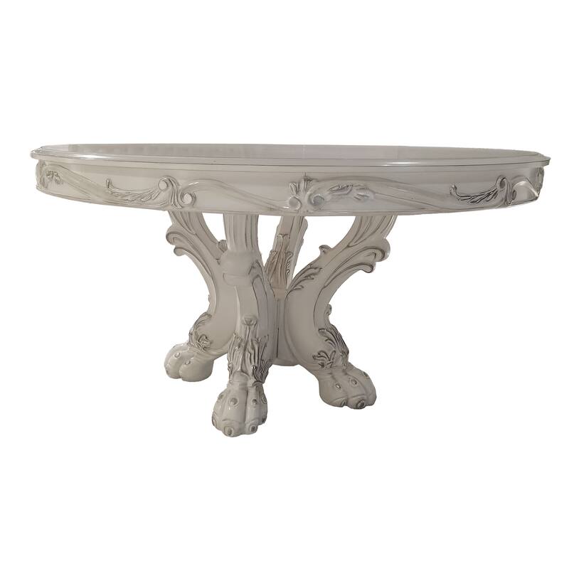 Adison Bone White Dining Table with Pedestal Base