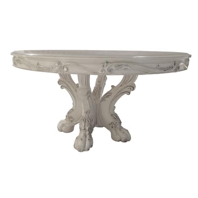 Adison Bone White Dining Table with Pedestal Base