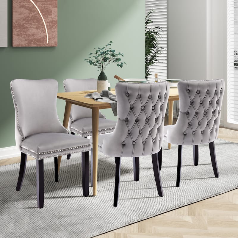 KATA Velvet Upholstered Wingback Dining Chairs Set of 2