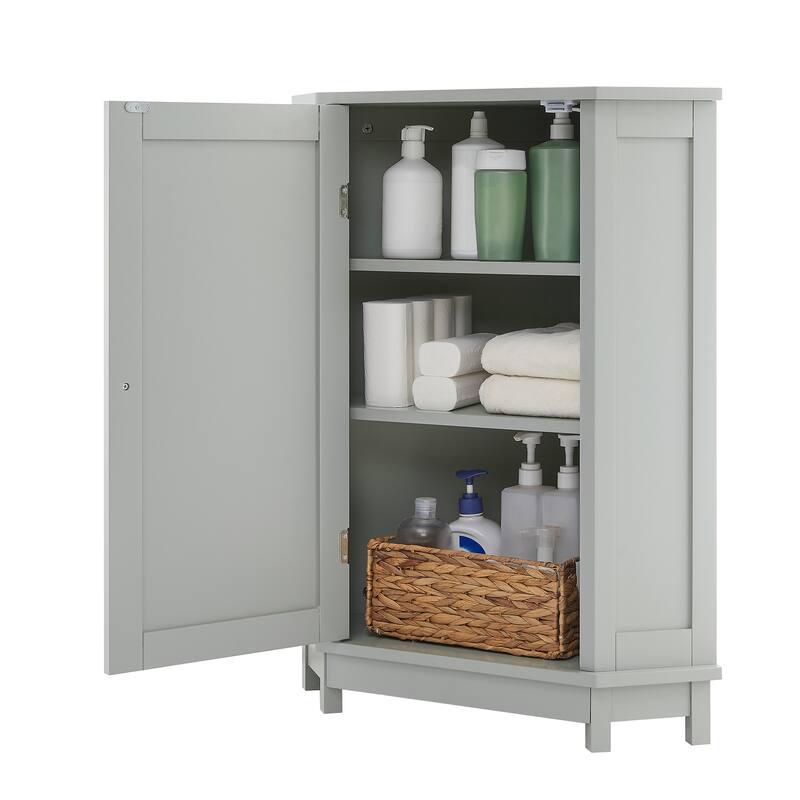 Grey Bathroom Cabinet Triangle Corner Storage Cabinet with Adjustable Shelf Modern Style MDF Board