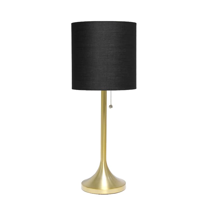 21.25" Modern Glam Metal Table Lamp with Silk Shade and Pull-Chain Switch for Bedroom or Living Room - 8"L x 8"W x 21.25"H - GB