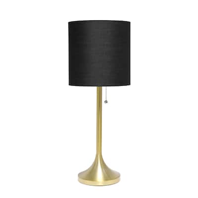 21.25" Modern Glam Metal Table Lamp with Silk Shade and Pull-Chain Switch for Bedroom or Living Room - 8"L x 8"W x 21.25"H