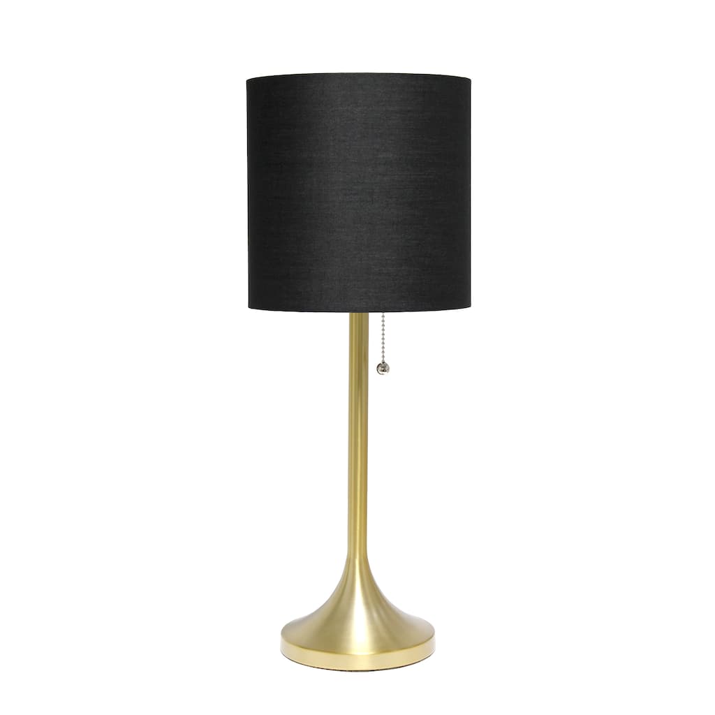 21.25" Modern Glam Metal Table Lamp with Silk Shade and Pull-Chain Switch for Bedroom or Living Room - 8"L x 8"W x 21.25"H