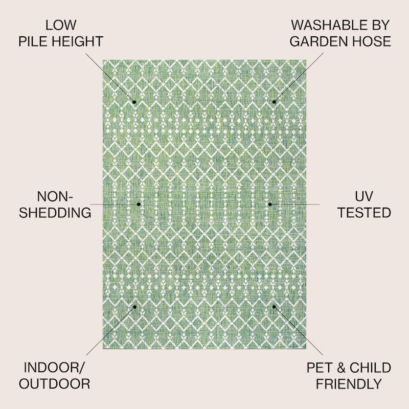 JONATHAN Y Trebol Moroccan Geometric Textured Weave Indoor/Outdoor Area Rug