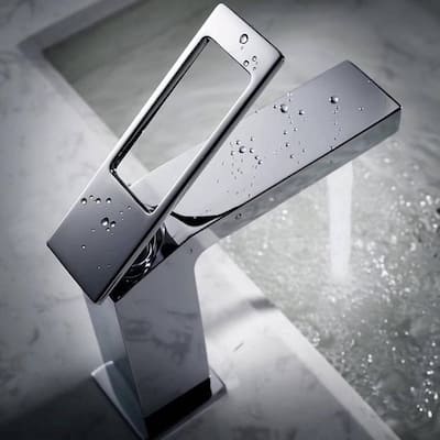 Chrome Single Handle bathroom Sink Faucet with brass pop up overflow Drain