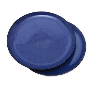 NOVICA Ceramic plates, 'Blue Appetite' (pair)