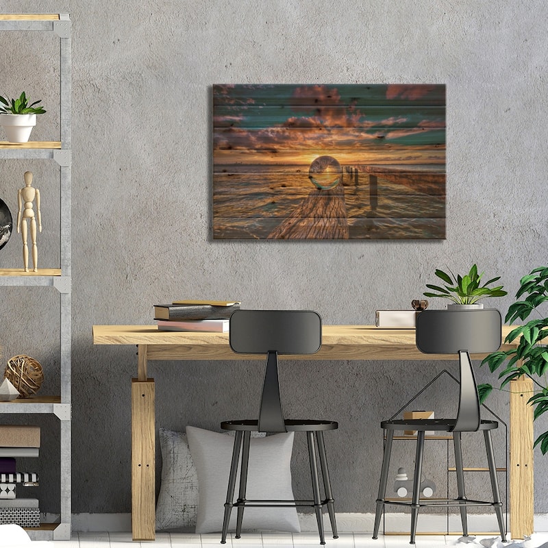 Ball On A Stick Print On Wood by Ben Mulder - Multi-Color
