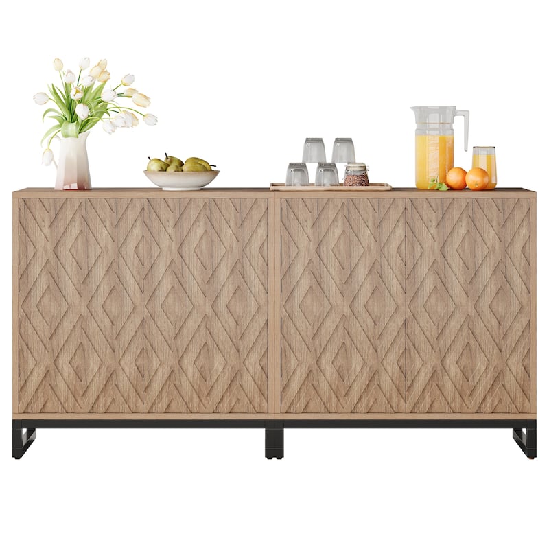 57.5" Rustic Sideboard Buffet Cabinet with Doors - 13.77"D x 57.48"W x 31.69"H