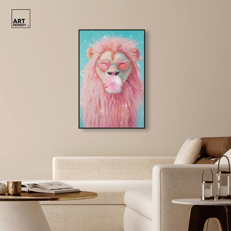 Pastel Lion Bubblegum Canvas by Art Remedy