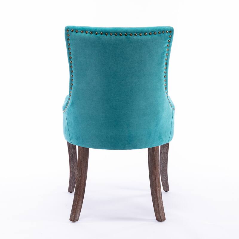 Ultra Side Dining Chair with Thickened Fabric and Bronze Nail Head, Set of 2 - Blue