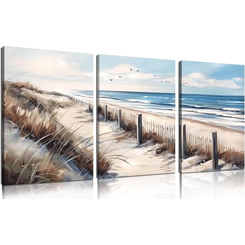 Blue Beach Canvas Wall Art - 12 x 16