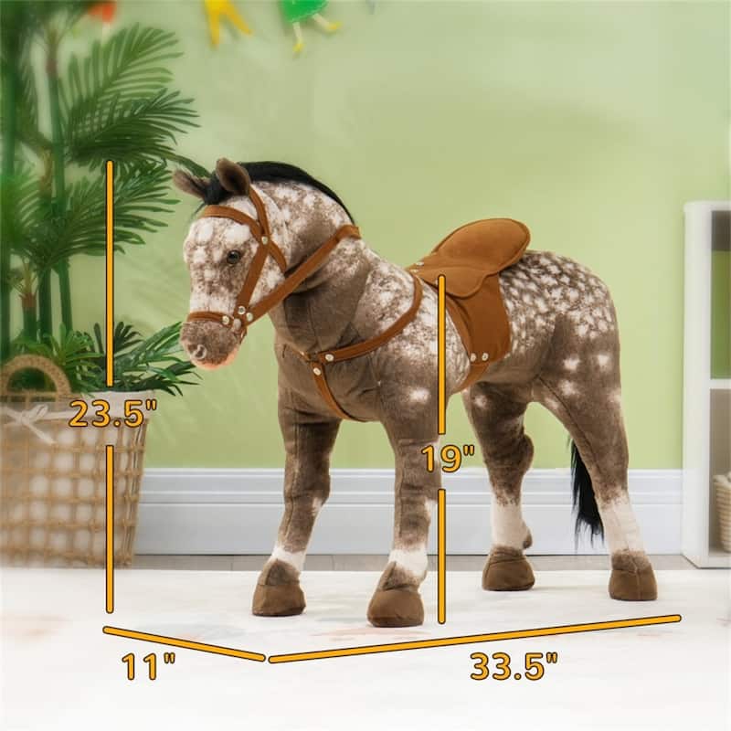 Kids Ride-On Horse Toy with Realistic Horse Sounds and Soft Polyester Seat Metal Support Frame - 33.5" L x 11" W x 23.6" H