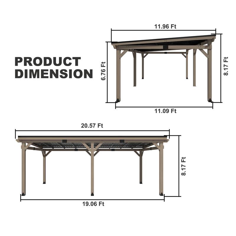 Outdoor Hardtop Gazebo, Cedar Wood Gazebo with Galvanized Steel‌ Roof