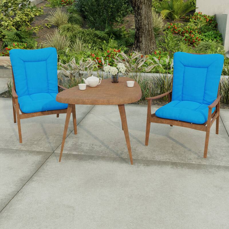 21" x 38" Blue Solid Outdoor Chair Cushion with Ties and Loop - 38'' L x 21'' W x 3.5'' H - Celosia Princess