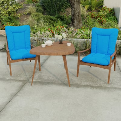 21" x 38" Blue Solid Outdoor Chair Cushion with Ties and Loop - 38'' L x 21'' W x 3.5'' H