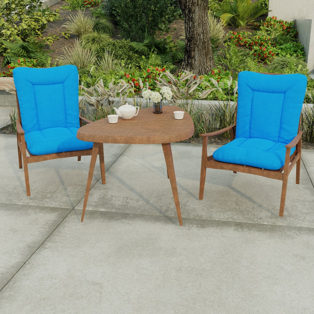 21" x 38" Blue Solid Outdoor Chair Cushion with Ties and Loop - 38'' L x 21'' W x 3.5'' H