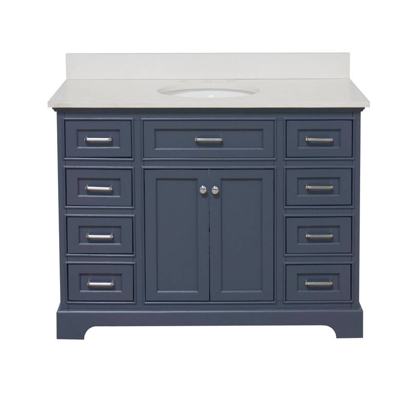KitchenBathCollection Aria 48" Bathroom Vanity with Quartz Top