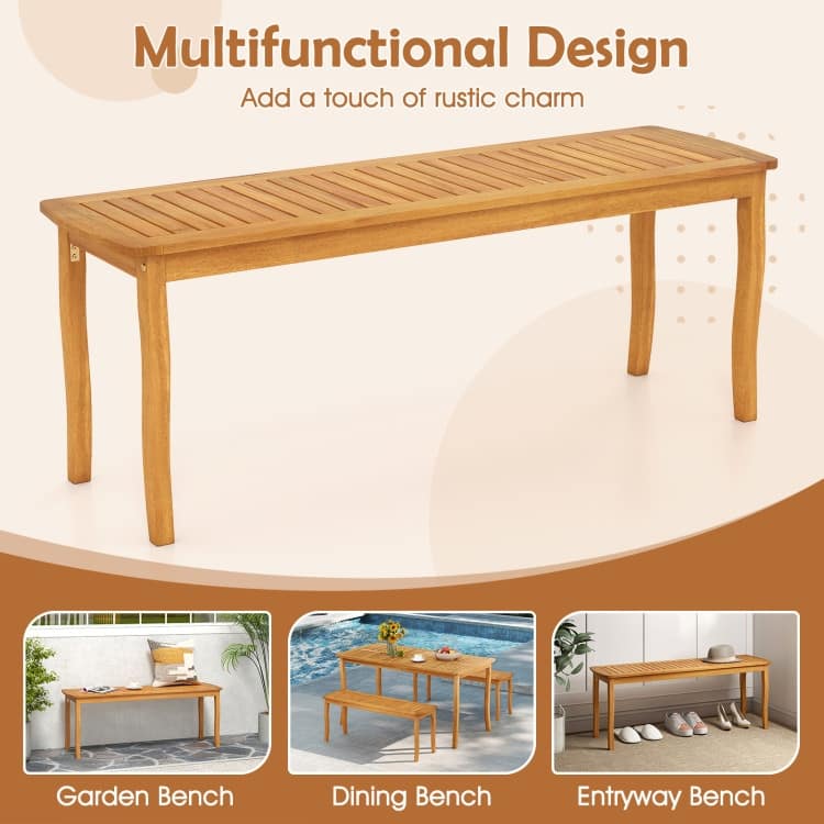 Acacia Wood Outdoor 48" Long Patio Dining Bench-1 Pieces