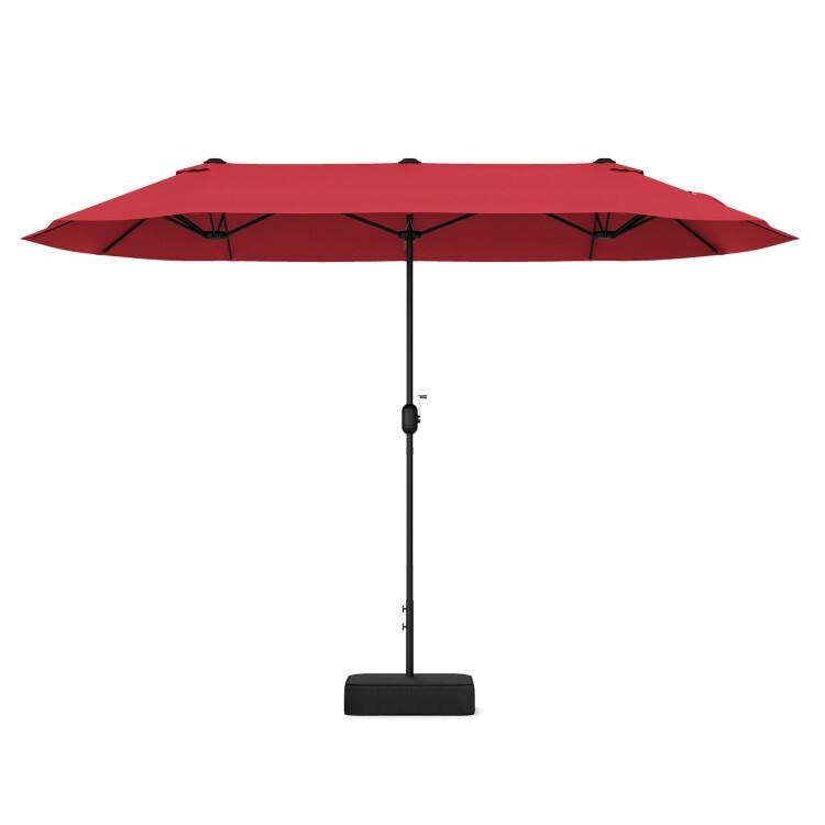 13FT Twin Table Patio Umbrella Double Sided with Crank for Outdoor Shade