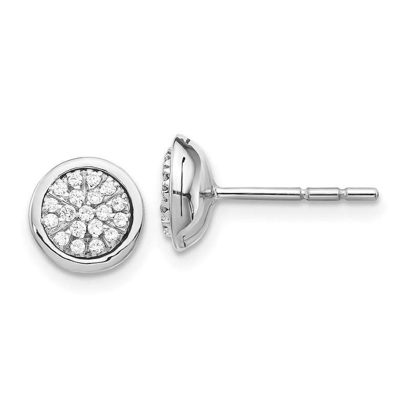 Curata 14k White Gold Diamond Post Earrings - 8x8mm Wide