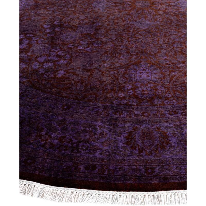 Overdyed One-of-a-Kind Hand-Knotted Round Area Rug - Purple - 6' 1" x 6' 1"