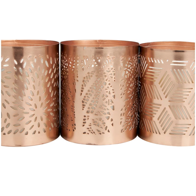 Gold or Copper or Silver Metal Scented 13 oz 1 Wick Geometric Candle with White Wax (Set of 3)