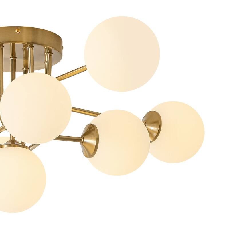 Linear Frosted Glass Globe Sputnik Semi Flush Ceiling Light