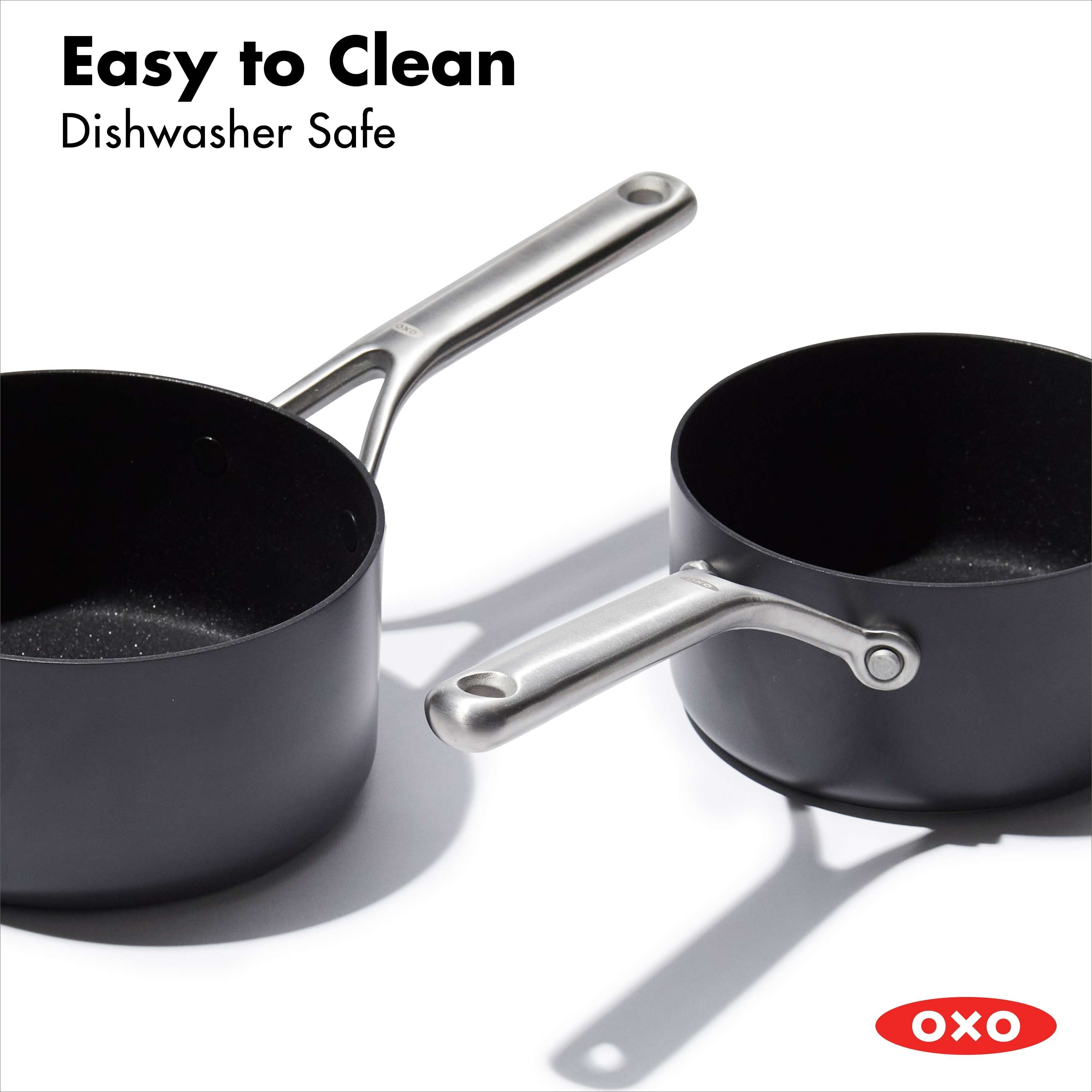 OXO 4pc Ceramic Pro Non-Stick Sauce Pan Set Gray