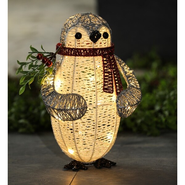 Gray and White Penguin Lighted LED Indoor Outdoor Holiday