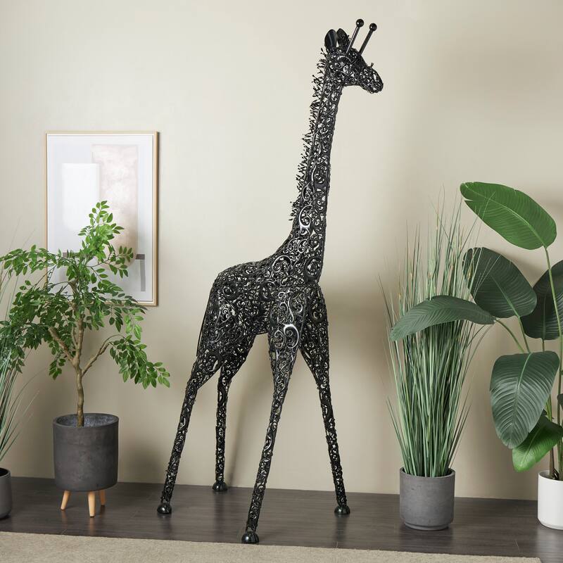 Vibrant Handmade Safari Animal Sculpture Collection - Wood or Metal Elephant & Giraffe for Indoor & Outdoor Decor