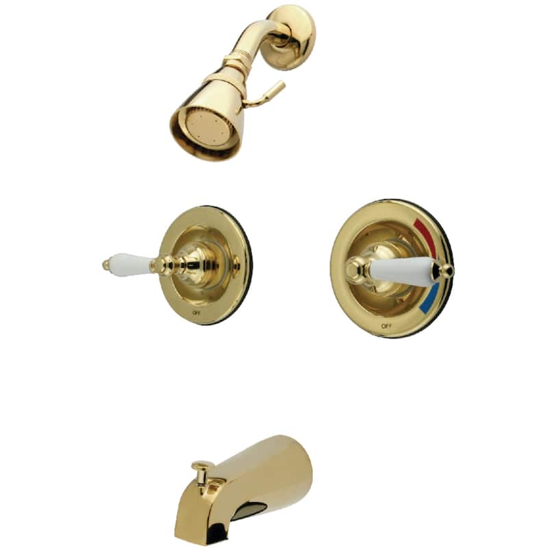 Vintage Tub and Shower Faucet - Polished Brass