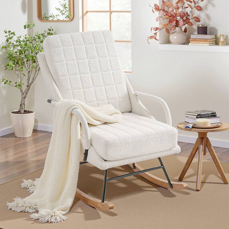 Javlergo Nursery Rocking Chair Upholstered Modern Rocking chair with Wingback & Armrest Tall Back Accent Glider Rocker Chairs