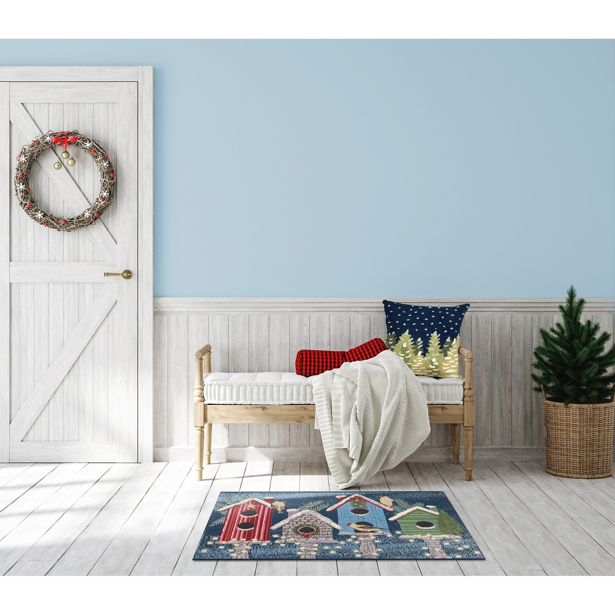 Liora Manne Esencia Birdhouse Holiday Indoor/Outdoor Mat