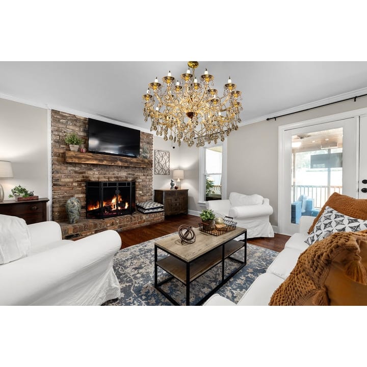 Maria Theresa 45in Wide Gold 24 Light Crystal Chandelier