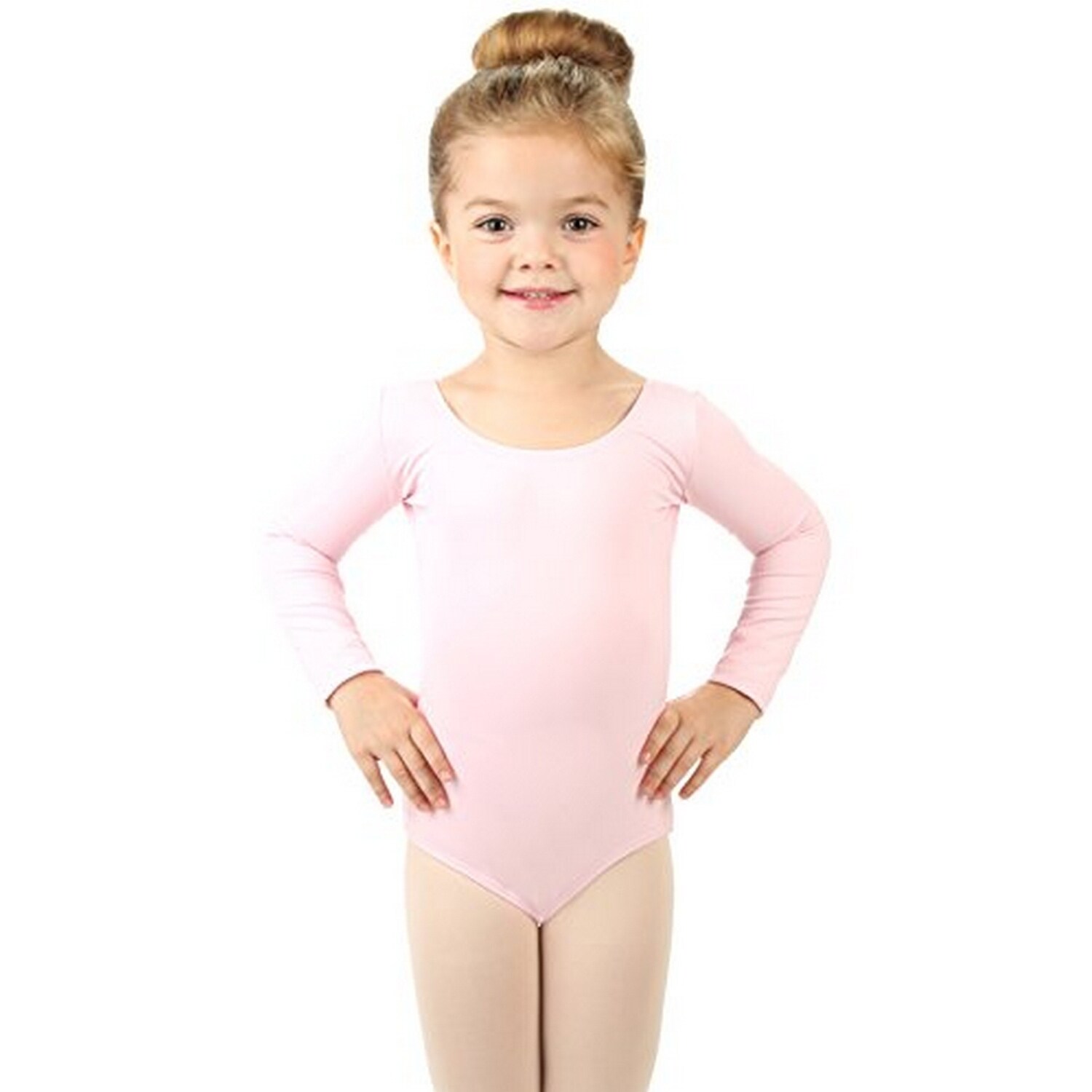 Shop Elowel Little Girls Pink Basic Scoop Neck Long Sleeve Stylish