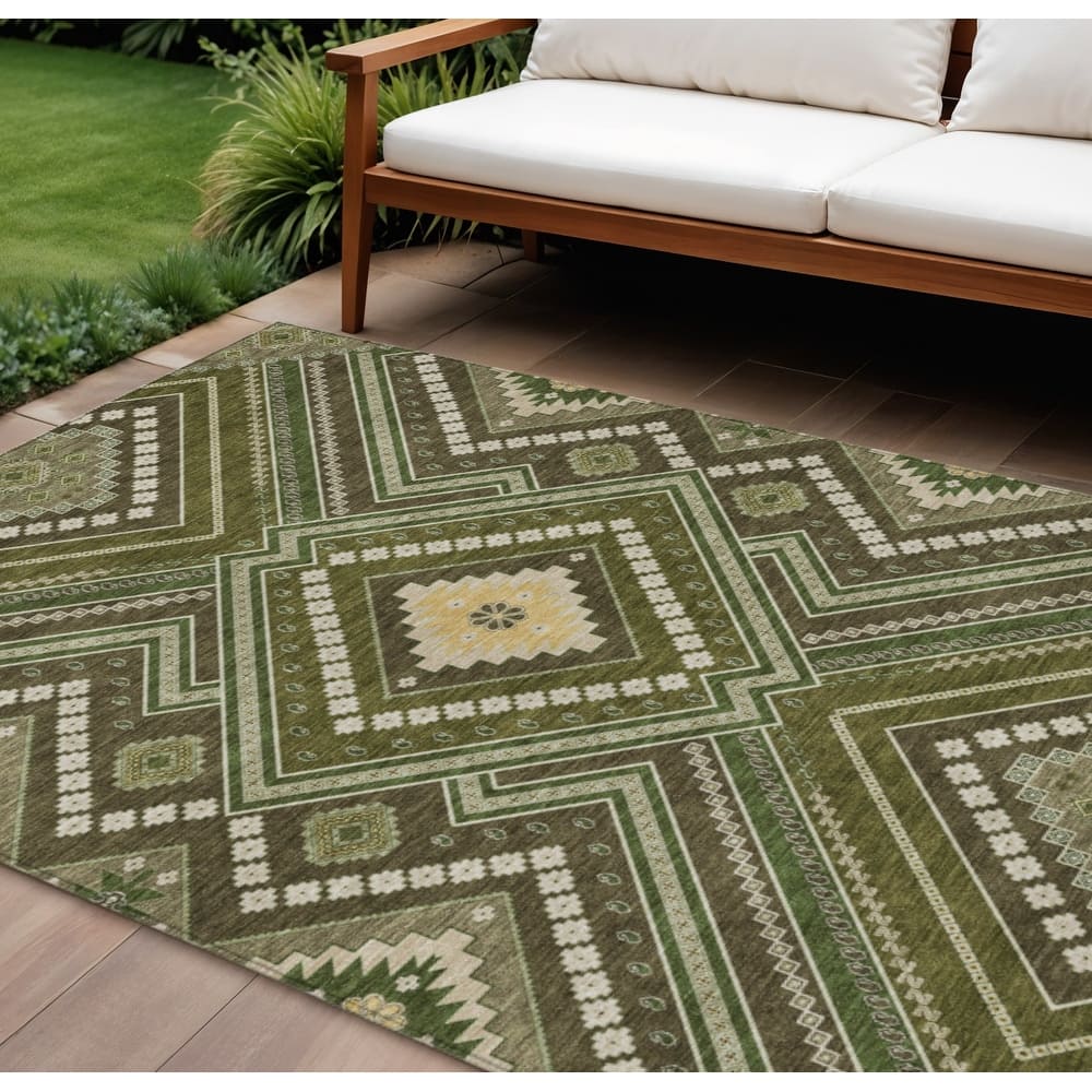 HomeRoots Tribal Transitional Rectangle Outdoor Rug