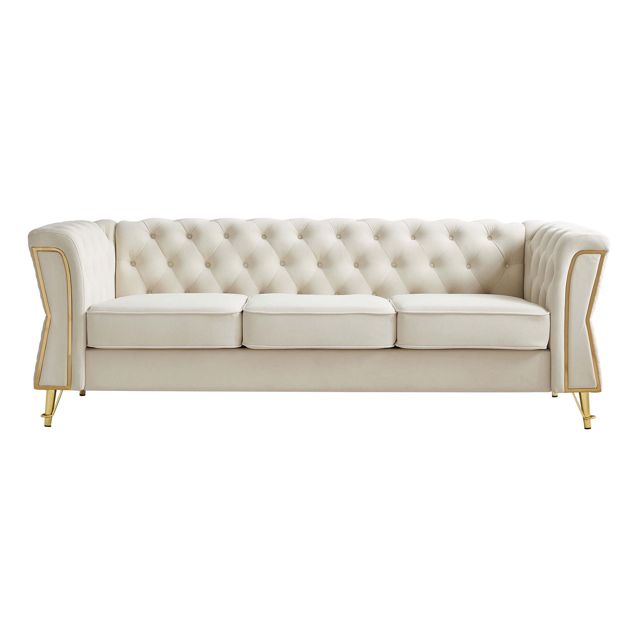 Roomfitters Modern Velvet Sofa 87 Inch Chesterfield Sofa Couch, Tufted Back Deep Seat