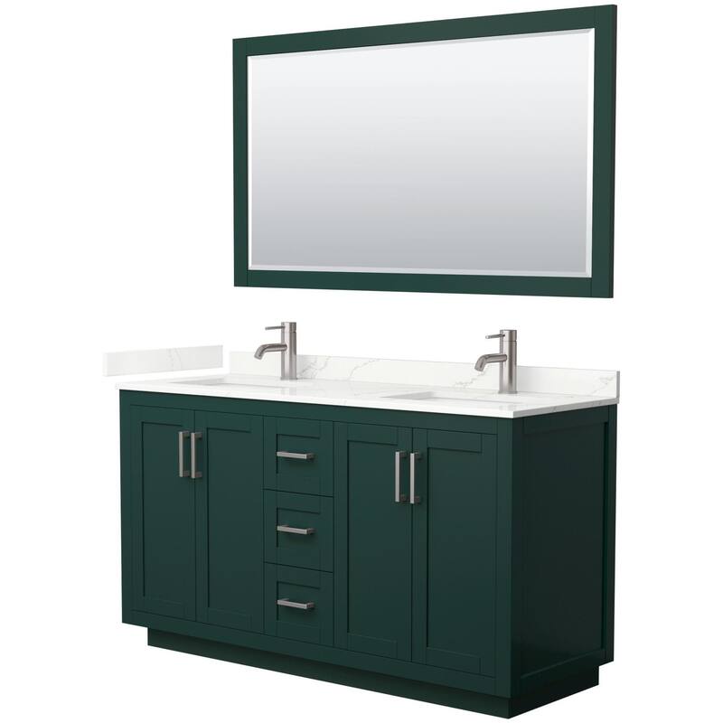 Wyndham Collection WCF292960D-QTZ-UNSM58 Miranda 60" Free Standing - Green / Giotto Quartz Top / Brushed Nickel