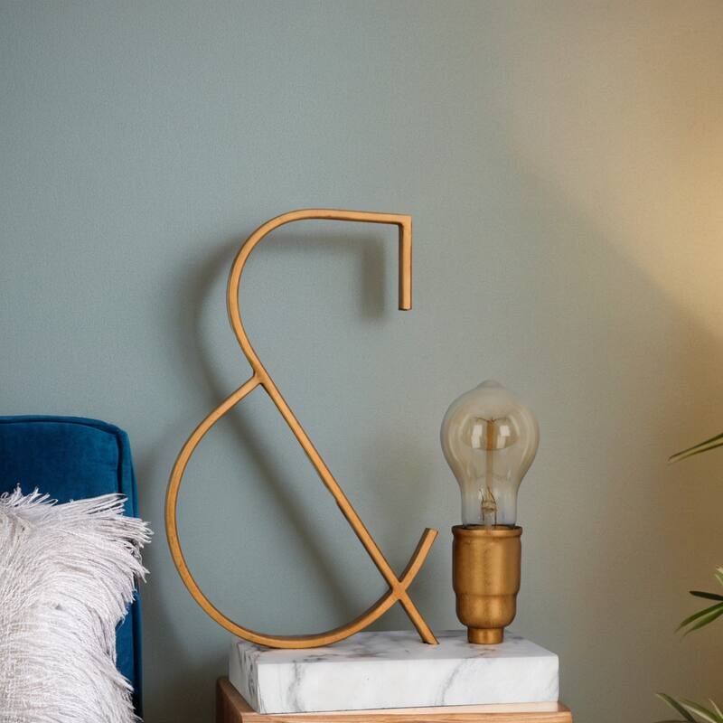 12" Metal Table Lamp Set, Gold (Set of 2) - 11.25