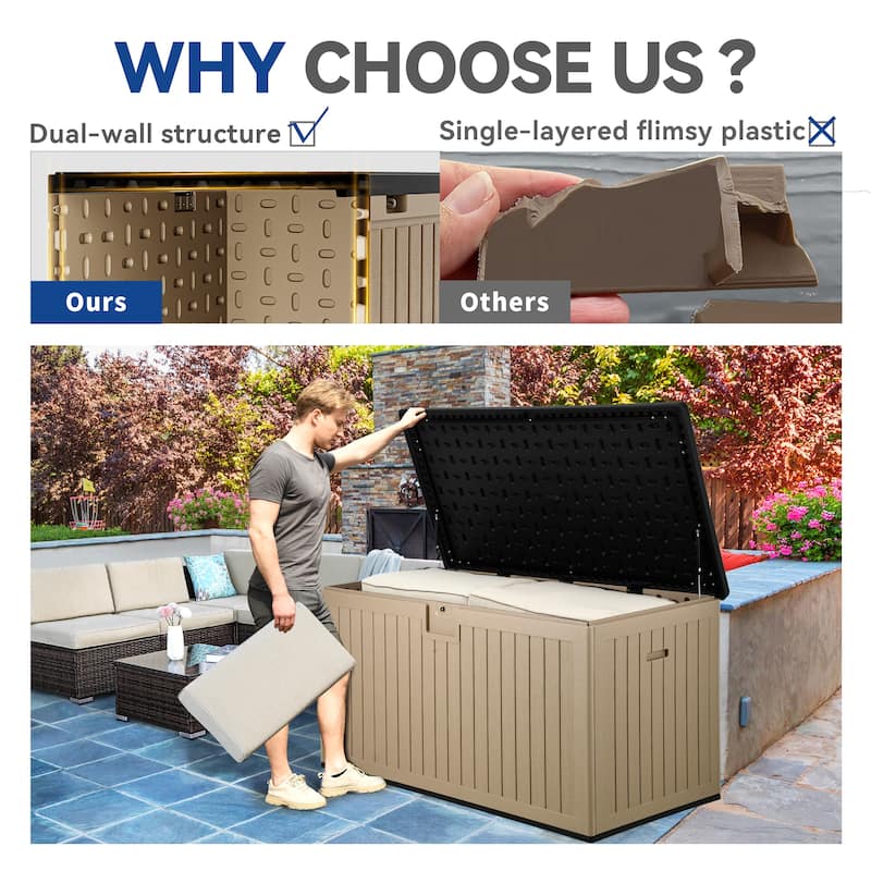180-230 Gallon Outdoor Storage Waterproof Deck Box
