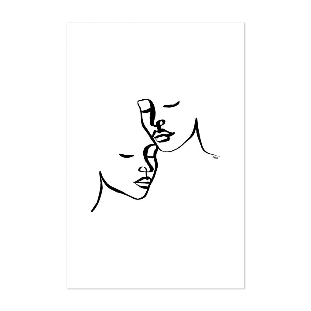 Two Lovers Line Drawings People Art Print/Poster