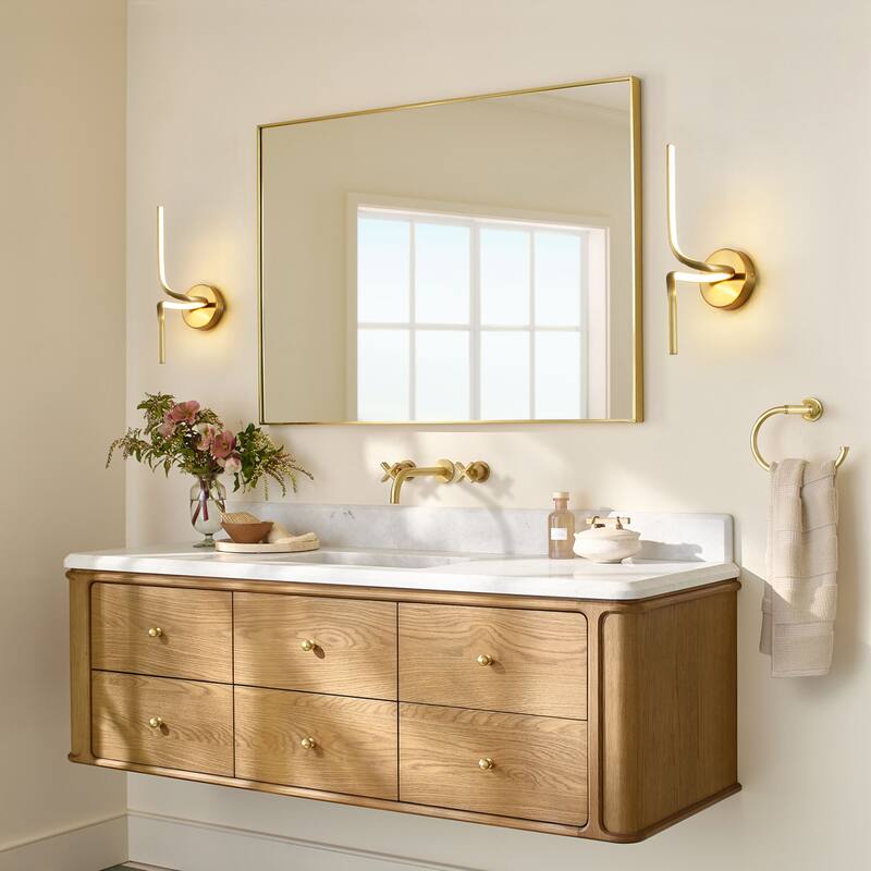 1-Light Modern Black/Gold Linear Aluminum Intergrated LED Bathroom Vanity Light