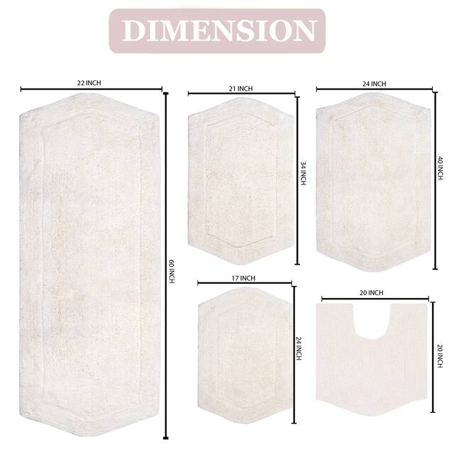 Home Weavers Waterford Collection 5 Piece Genuine Cotton Bath Rugs Set